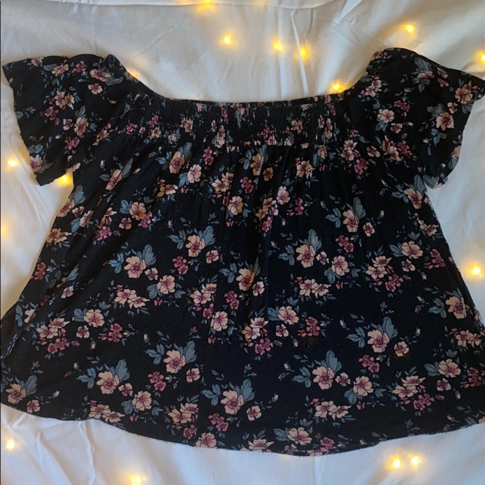 Black floral blouse
